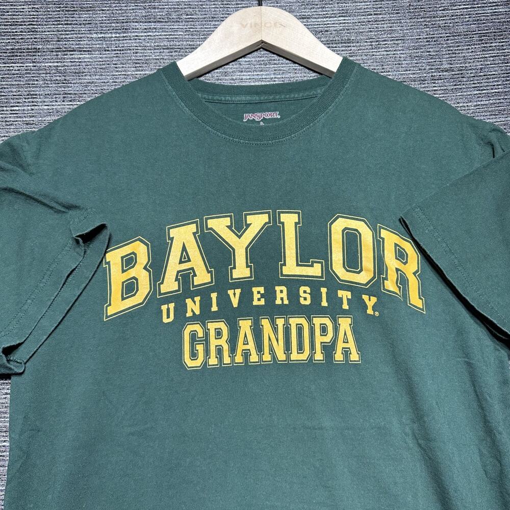 Baylor University Shirt Men's L Green Grandpa Short Sleeve Jansport